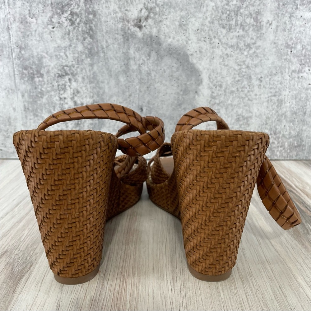 Steve Madden Jylan Woven Wedge Sandals Cognac Brown 11 New - Picture 8 of 11